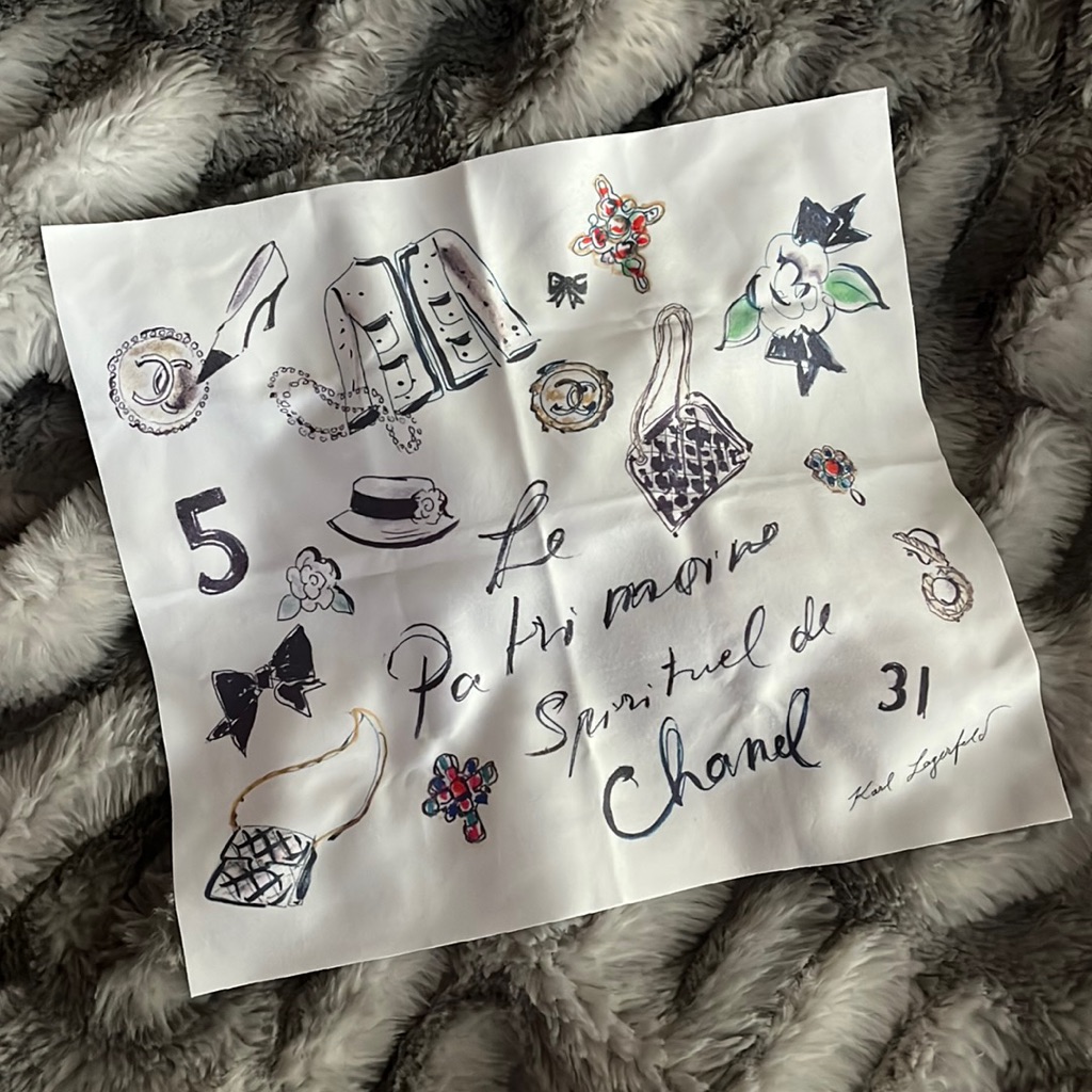 Chanel & Karl Lagerfeld Collectors Signature Print Glasses Cleaning Cloth Scarf